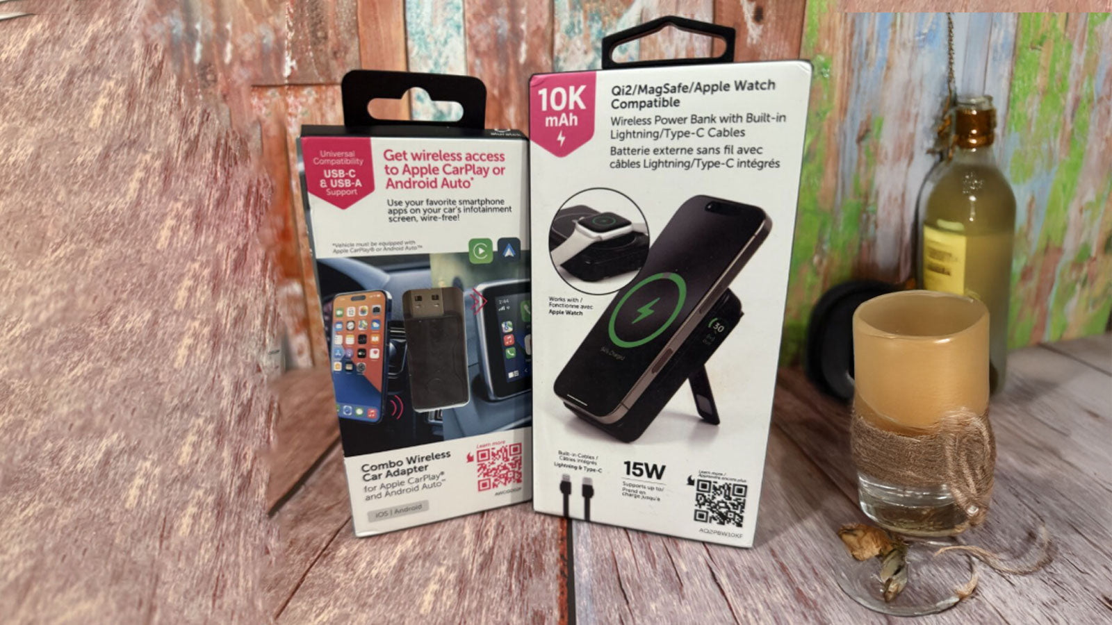 Cable-free Aluratek power bank and CarPlay/Android Auto adapter