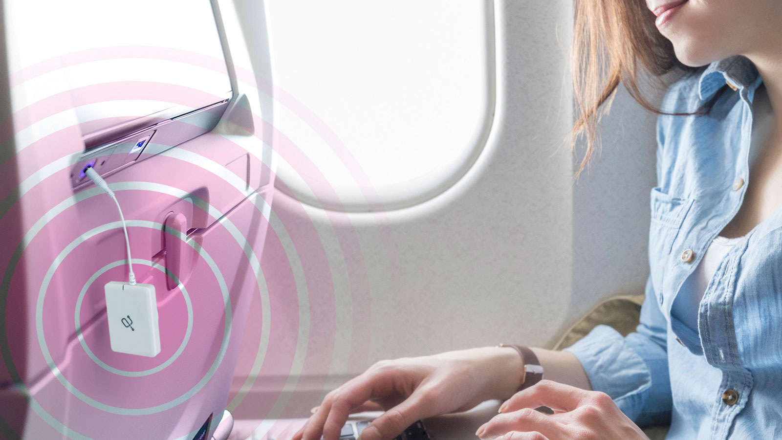 Aluratek’s Airstream is a bluetooth transmitter on plane