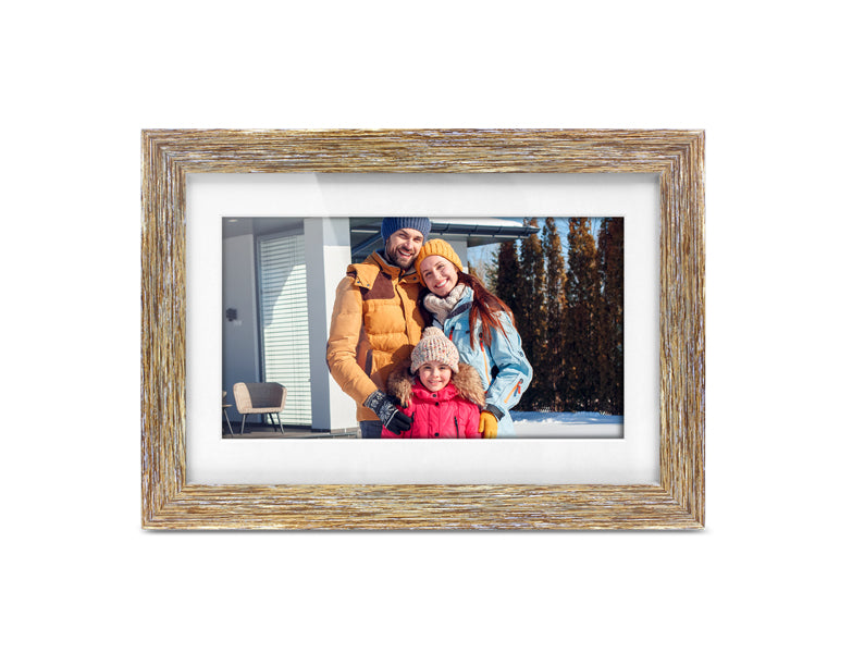 10" Distressed Wood WiFi Digital Photo Frame w/ Touchscreen