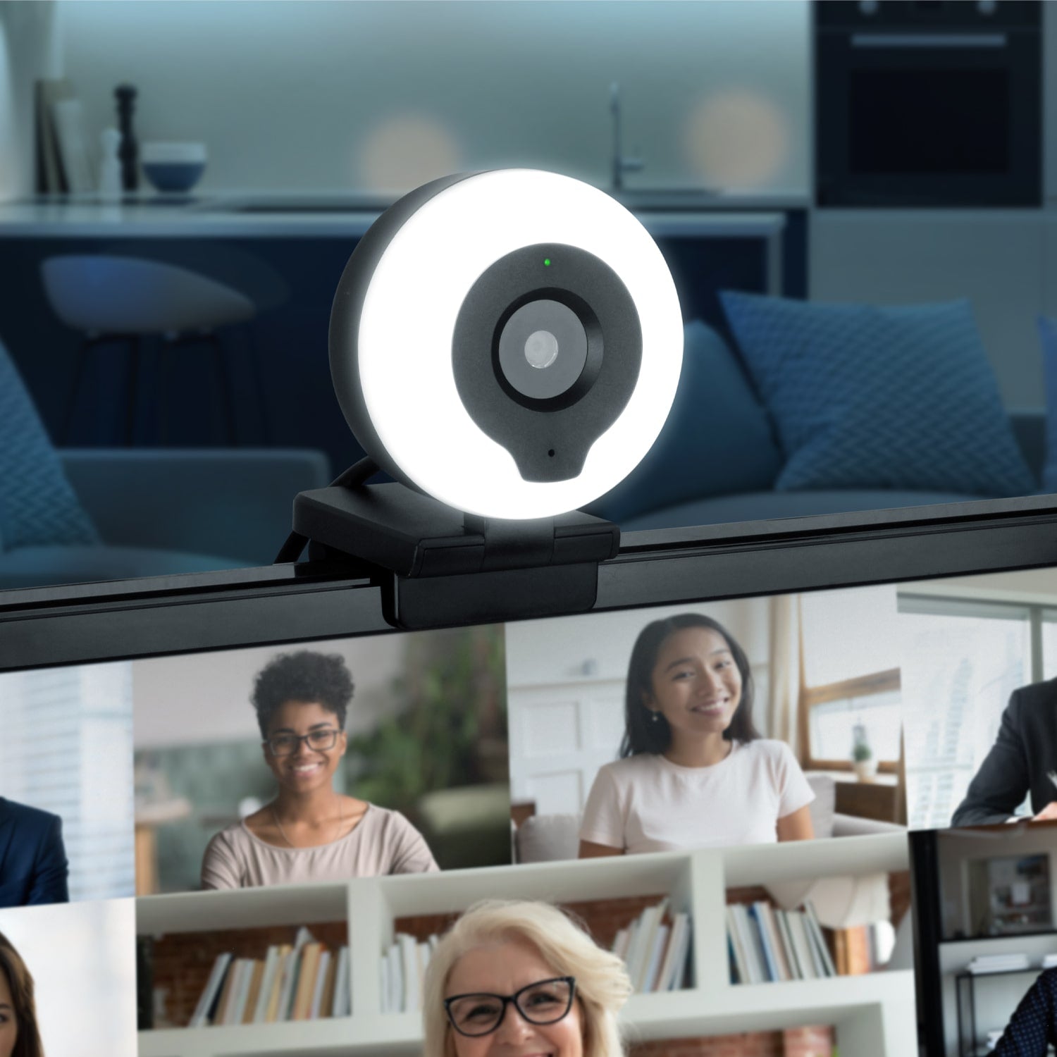 Aluratek 2K HD Ring Light Webcam with Tripod Top Angle monitor