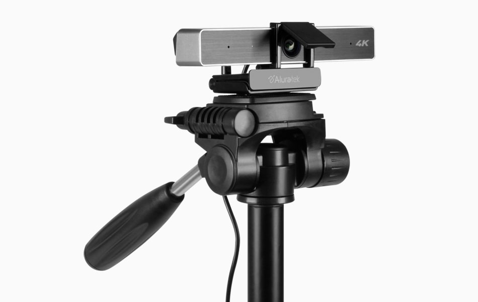 Aluratek 4K HD Webcam Pro 5x Digital Zoom Dual-Stereo Noise-Cancelling Mics Built-in Tripod Mount