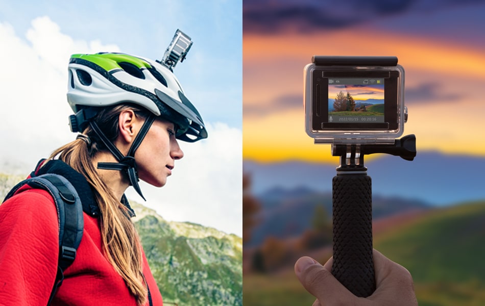 Aluratek 4K Wi-Fi Sports Action Camera Interchangeable Mounts