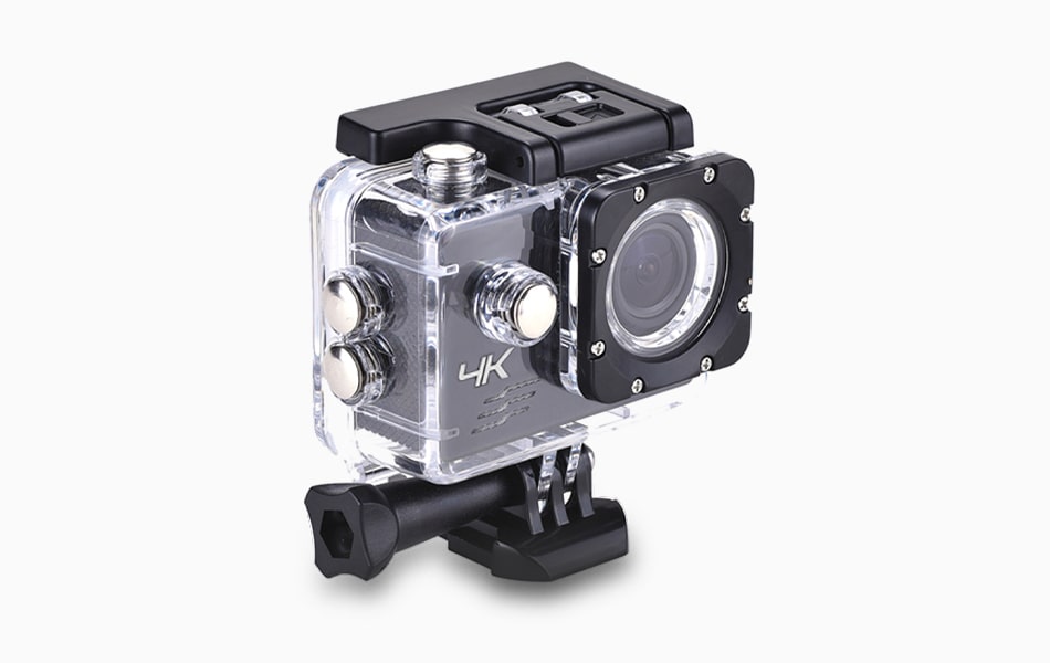 Aluratek 4K Wi-Fi Sports Action Camera Waterproof Case