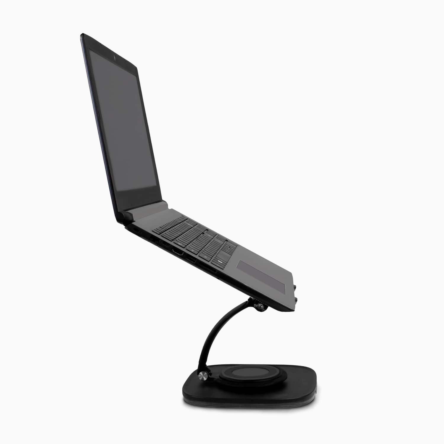 Aluratek Adjustable Ergonomic Laptop Stand 360 Rotating Base side
