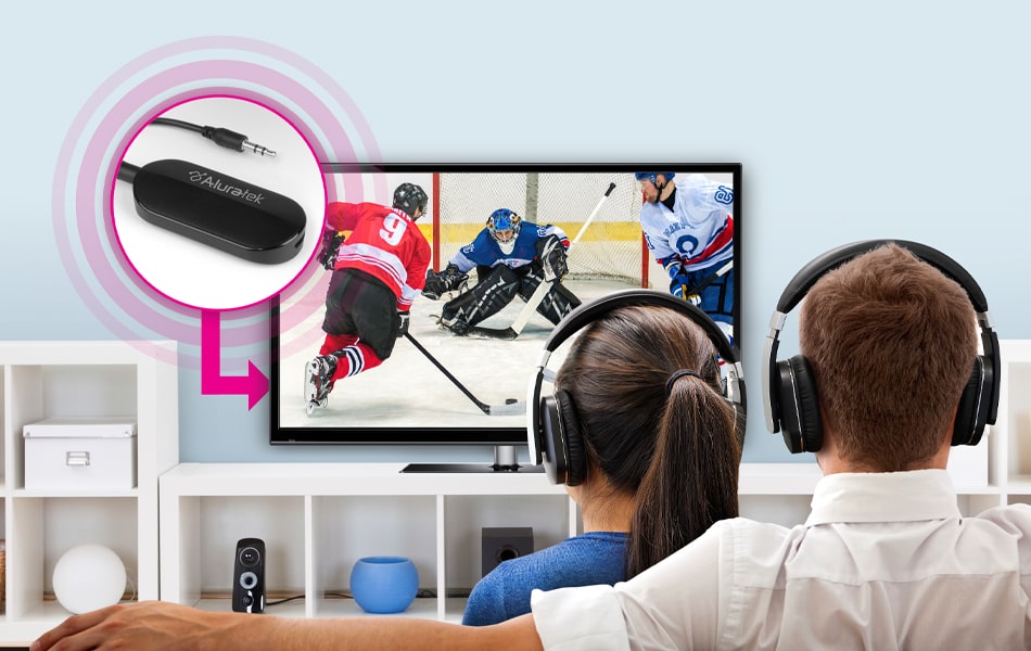 Aluratek Bluetooth Audio Transmitter with Detached Cable Bluetooth Enable Your TV