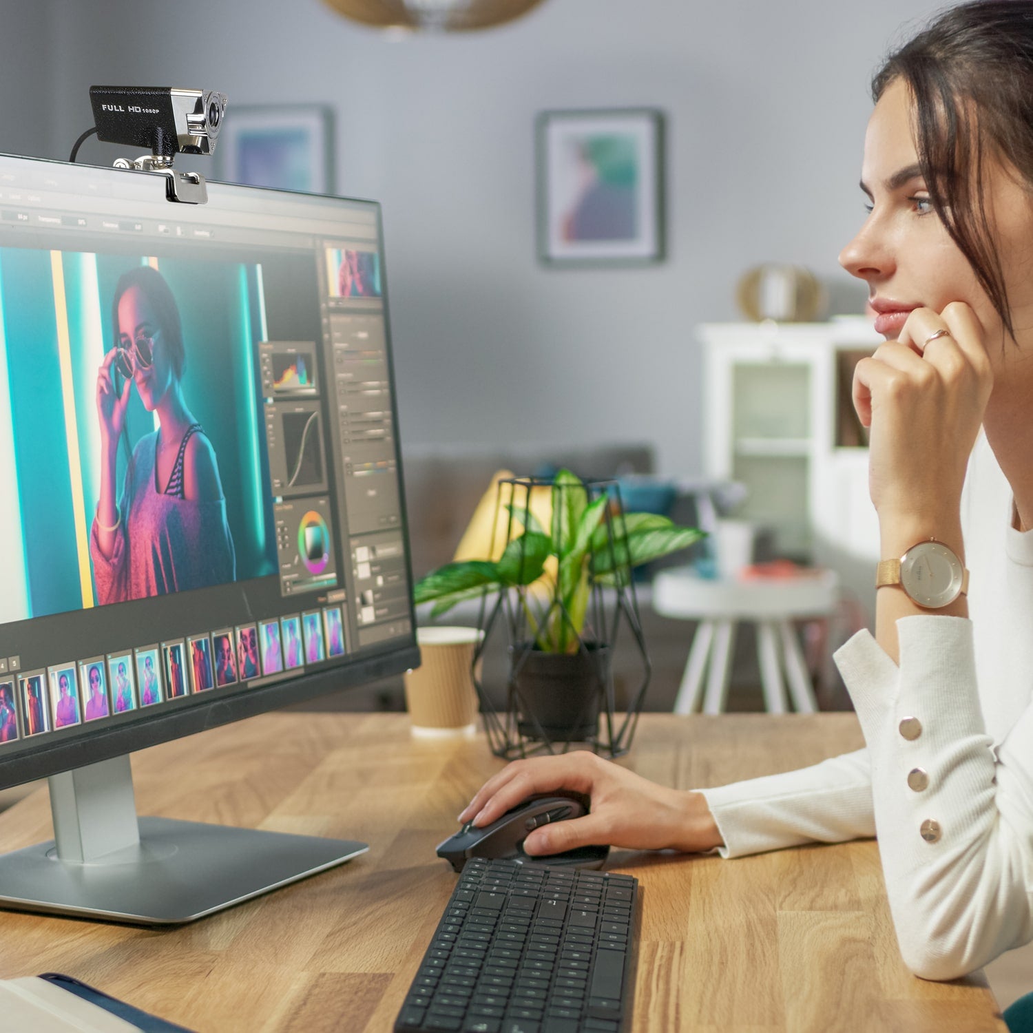 Aluratek HD 1080p Webcam Lifestyle Desktop