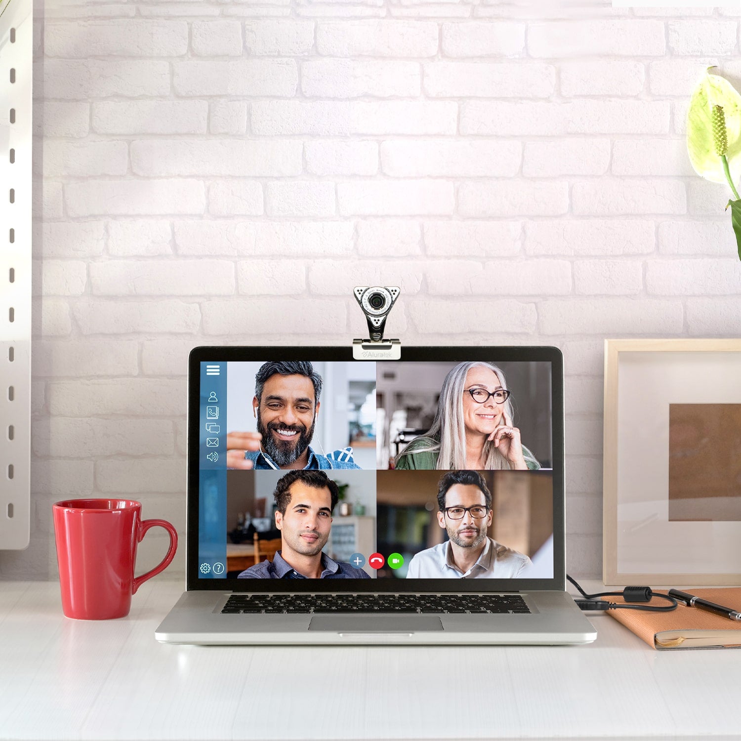 Aluratek HD 1080p Webcam Lifestyle laptop table