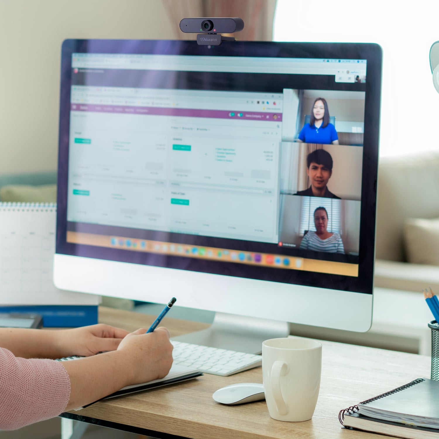 Aluratek HD 1080p Webcam lifestyle work from home
