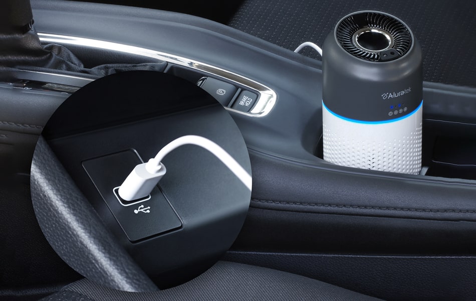 Aluratek Portable HEPA Air Purifier for Personal Spaces and Cars Portable Design