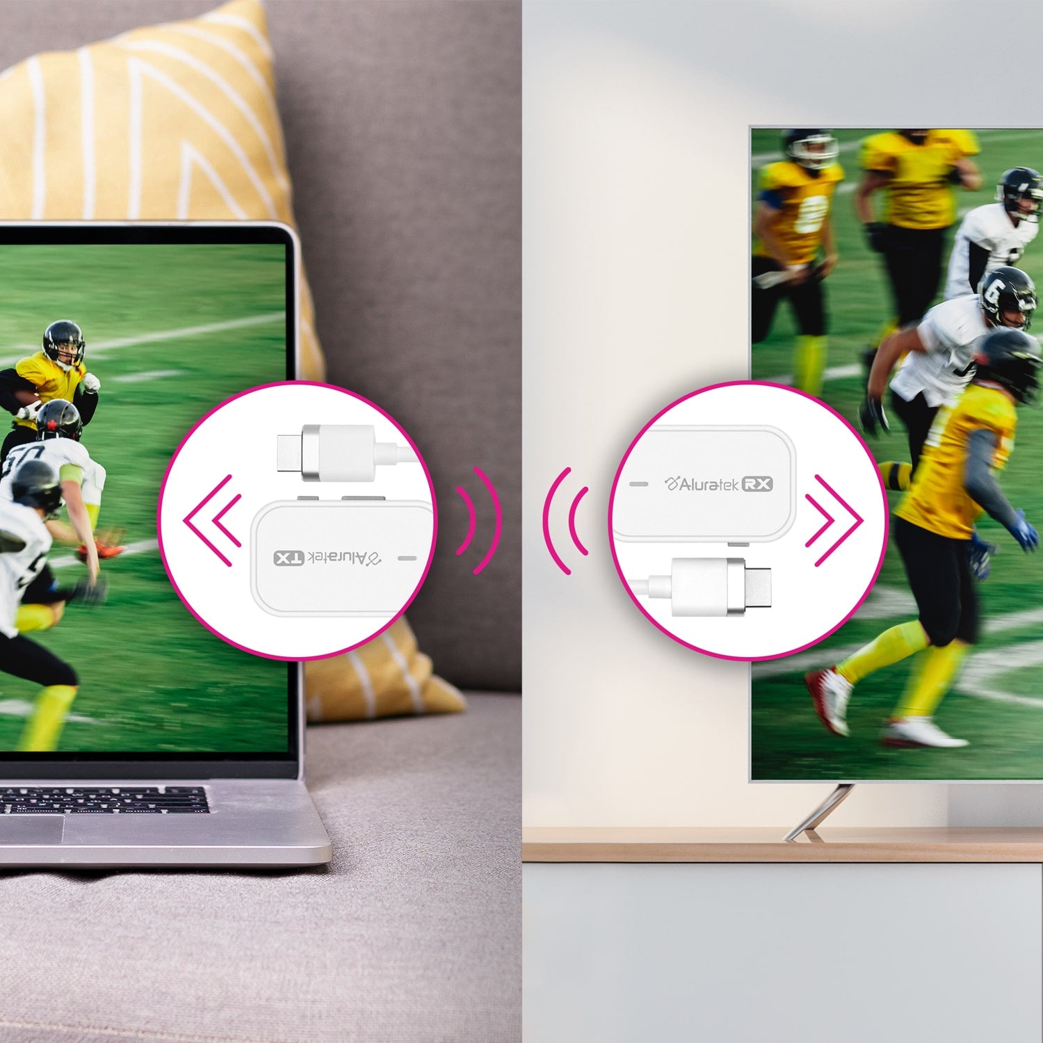 Aluratek Streamcast Pro Wireless HDMI Streaming Kit Lifestyle TV
