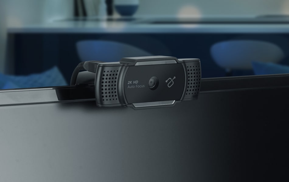 Aluratek Ultra 2K HD Webcam Auto-Focus Dual-Stereo Noise-Cancelling Mics Auto-focus