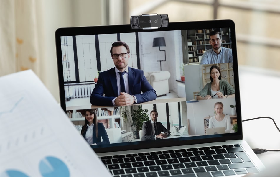 Aluratek Ultra 2K HD Webcam Auto-Focus Dual-Stereo Noise-Cancelling Mics HD Video Conferencing