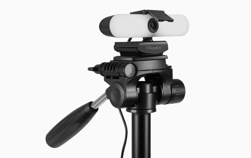 Aluratek Ultra 4K HD Ring Light Webcam Dual-Stereo Noise-Cancelling Mics Built in tripod mount