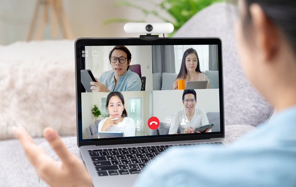 Aluratek Ultra 4K HD Ring Light Webcam Dual-Stereo Noise-Cancelling Mics HD Video Conferencing
