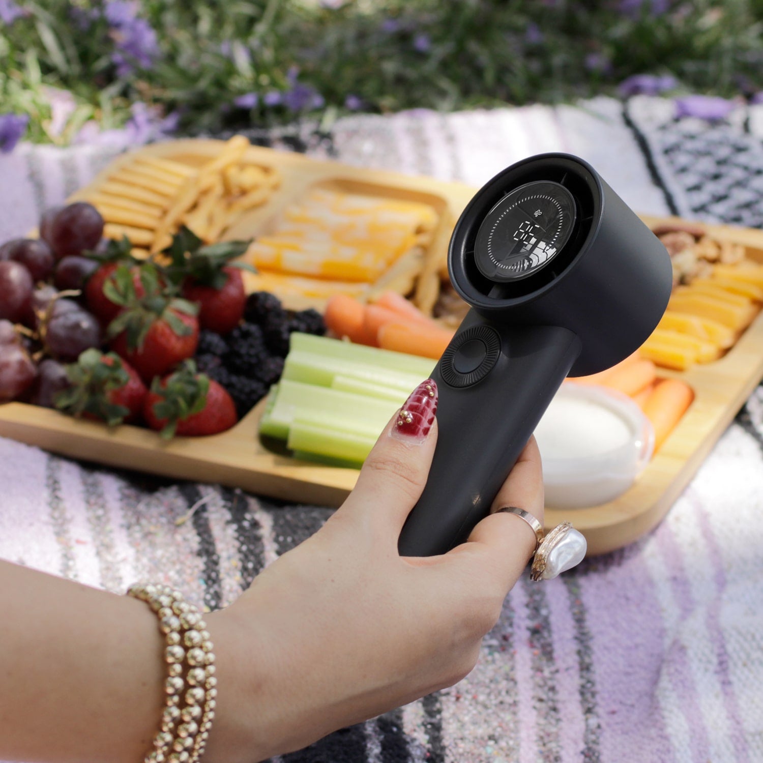 Aluratek Vortex Go Handheld Rechargeable Fan Picnic