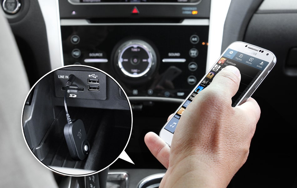 Aluratek iStream Bluetooth Audio Receiver Wired Headphone Converter stream music through your vehicles speakers