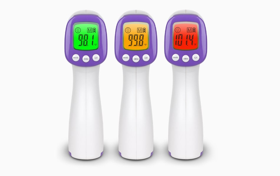 Aluratek non-Contact Digital Infrared Forehead Thermometer color coded temperature notification