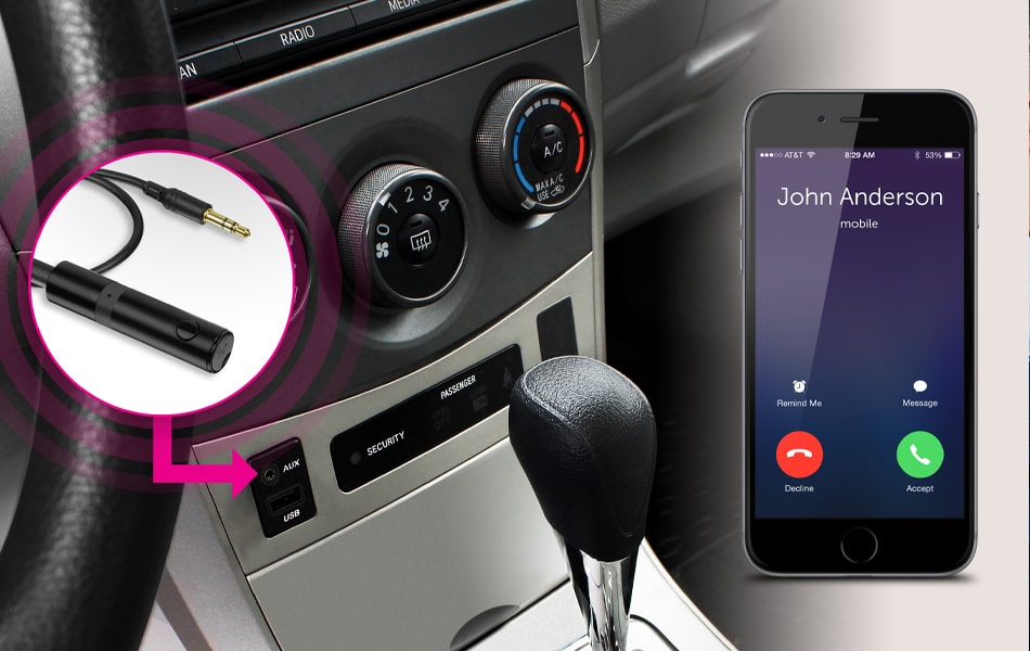 Bluetooth Audio Receiver with Built-in Microphone for Handsfree Calling Hands-free talking