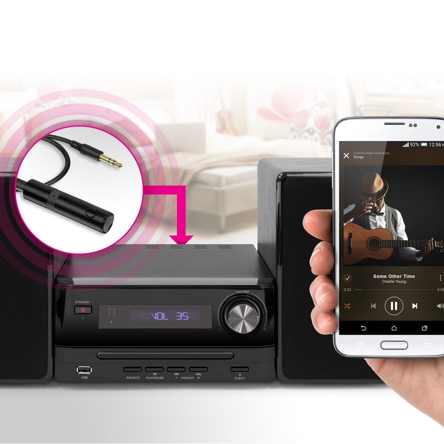 Bluetooth Audio Receiver with Built-in Microphone for Handsfree Calling Lifestyle Stereo