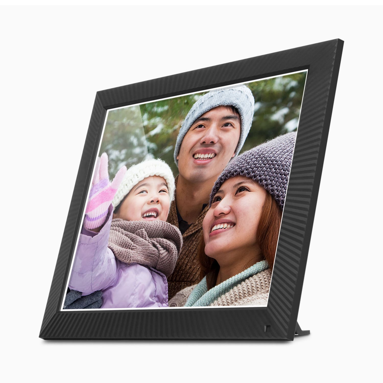 aluratek 17-inch dual-band ips touchscreen wifi digital photo frame auto-rotation motion sensor 32gb angle
