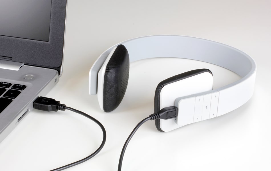 aluratek Headphone bluetooth wireless stereo white viewer charging