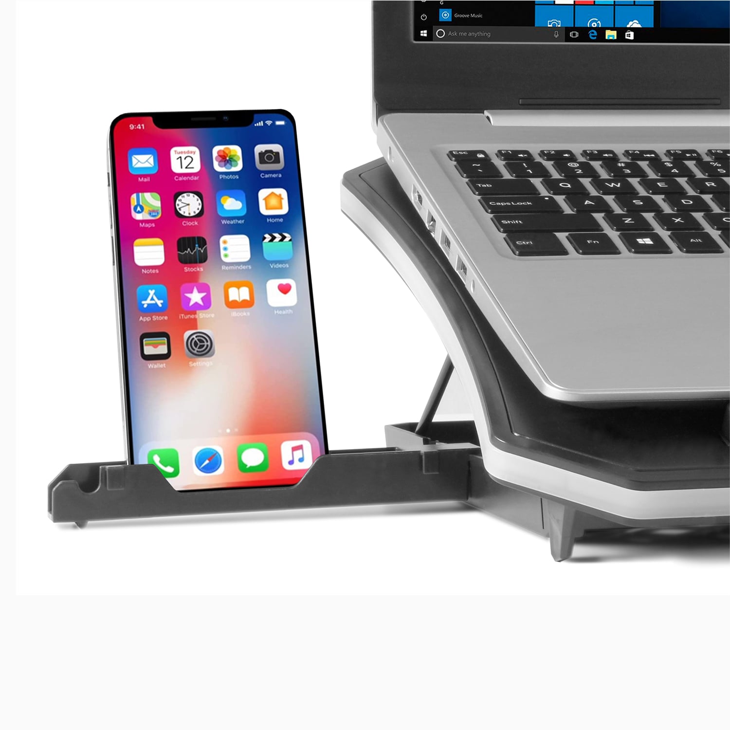 Aluratek Ergonomic USB Laptop Cooling Pad RGB Lights Cradle