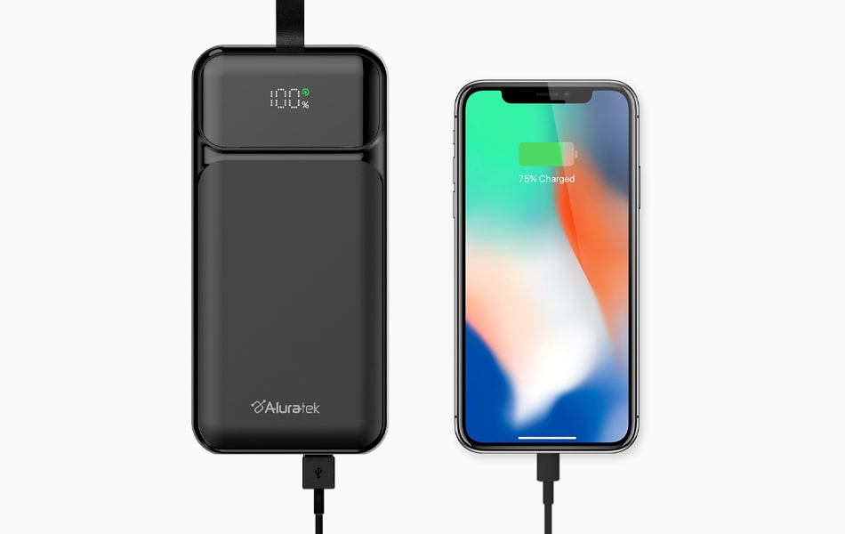 Aluratek portable 30k power bank 65W viewer fast charging black