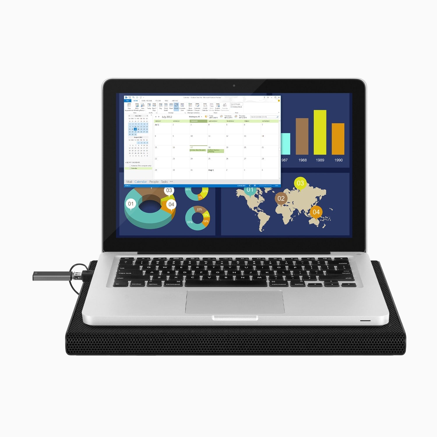 Aluratek Slim USB Laptop Cooling Pad Front Laptop