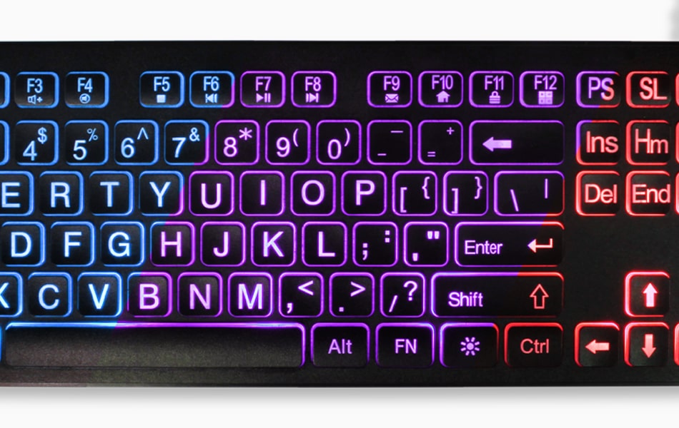 Aluratek tri-color LED keyboard tri-color backlit LED keys