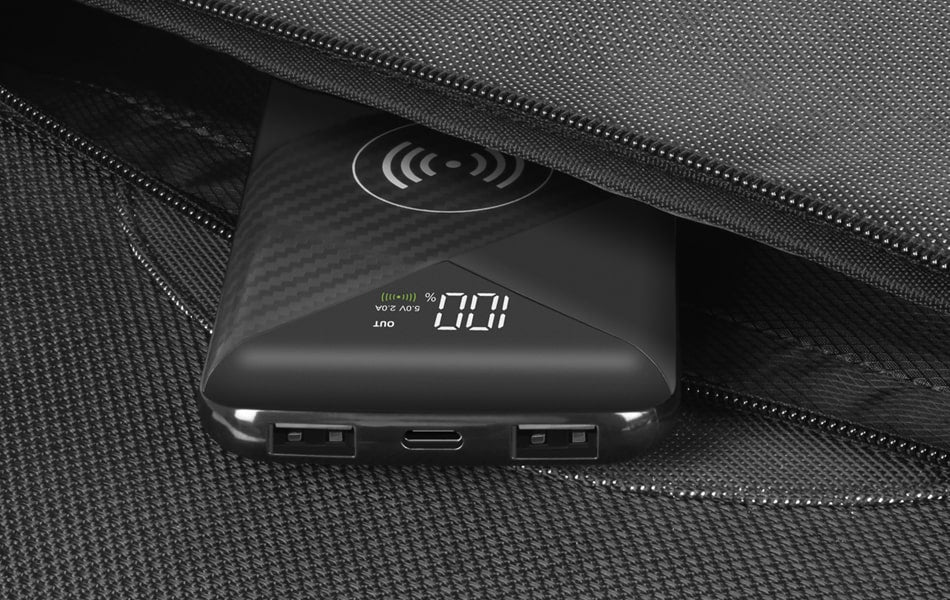 aluratek wireless charging 10k power bank portable compact lightweight