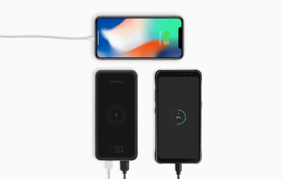 aluratek wireless charging 10k power bank type-C Dual Device charging