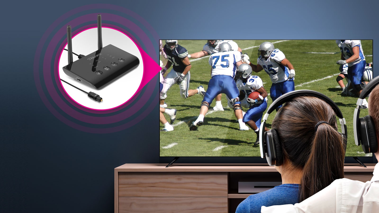 Aluratek Bluetooth Optical Audio Receiver/Transmitter with TV