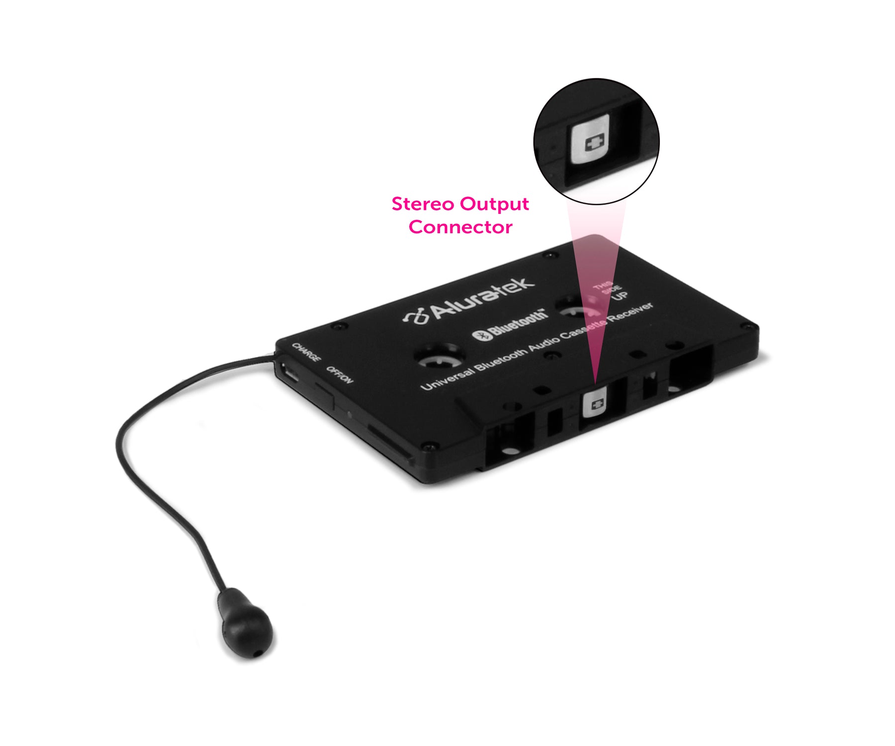 Universal Bluetooth Audio Cassette Receiver with Microphone Aluratek