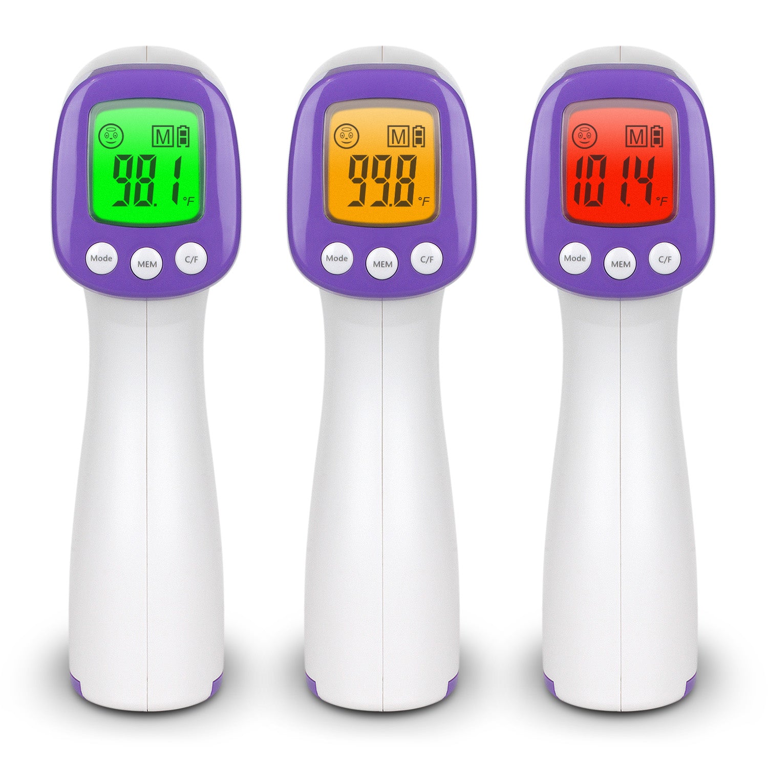 Non-Contact Digital Infrared Forehead Thermometer Back turned on