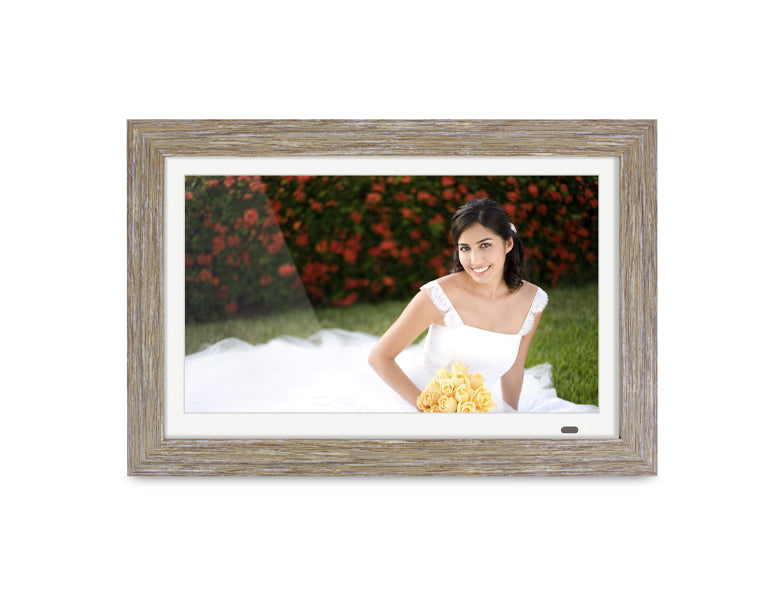 13.3" Distressed Wood Digital Photo Frame with Interchangeable Frames