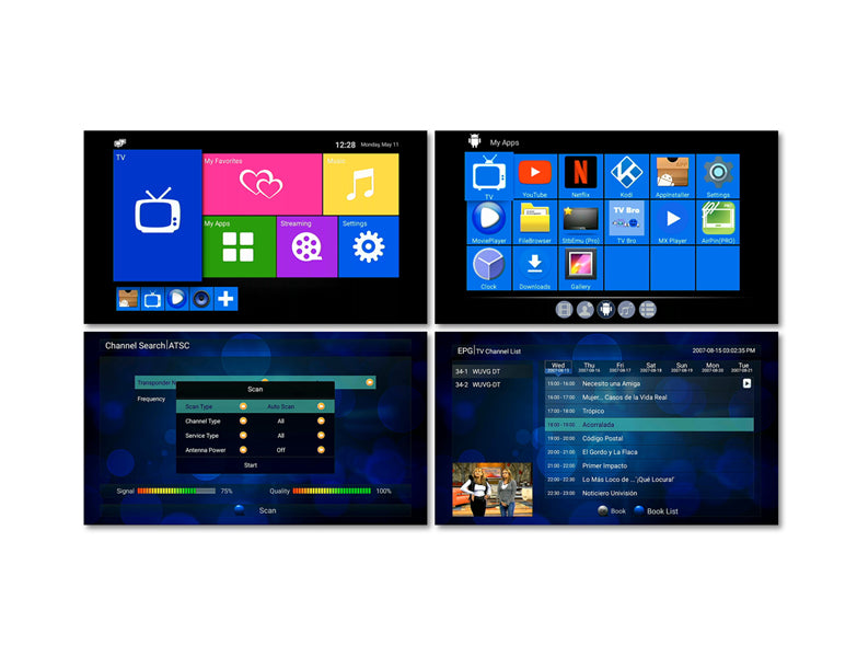 Live TV, DVR and Streaming Media Player All-In-One UI