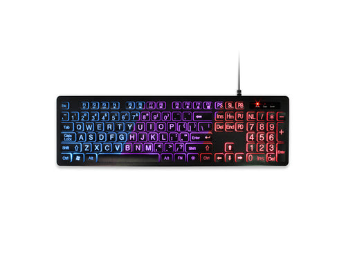 Large Print LED Keyboard – Tri-Color Backlit Keys – Aluratek