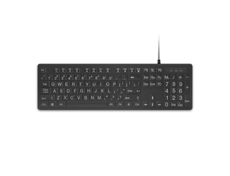 Large Print LED Keyboard – Tri-Color Backlit Keys – Aluratek