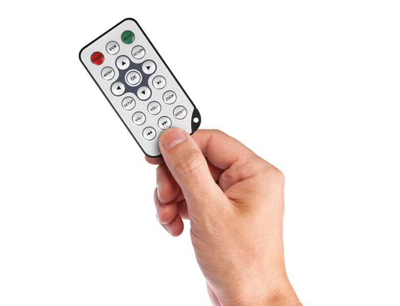 Person holding remote