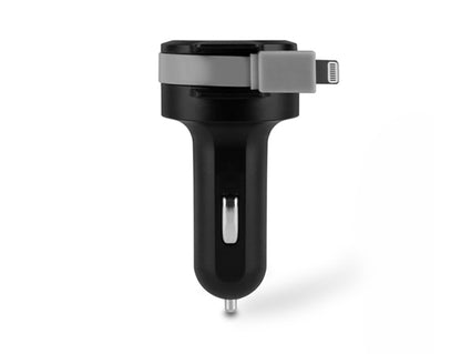 4.8A Car Charger with Built-in Lightning Rolling Ribbon Cable and USB Charging Port