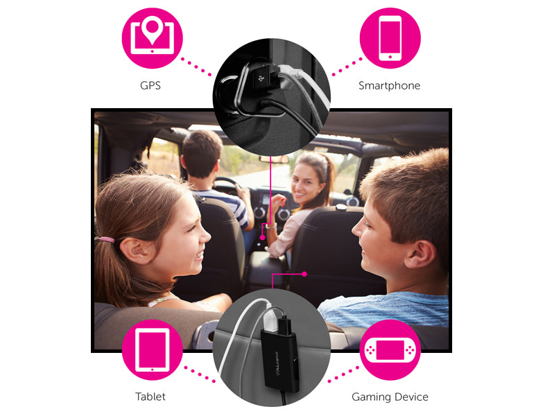 4-Port USB Car Charger with Extended Charging Ports