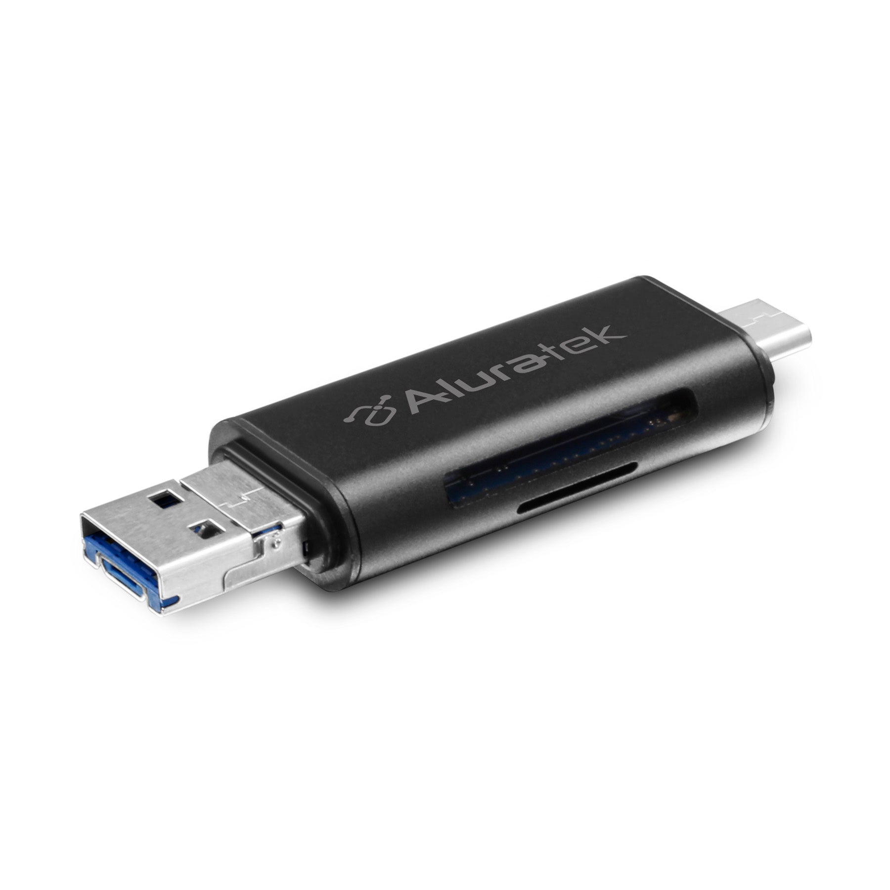 Aluratek USB 3.1 / Type-C / Micro USB OTG (On-The-Go) SD and Micro SD Card Reader