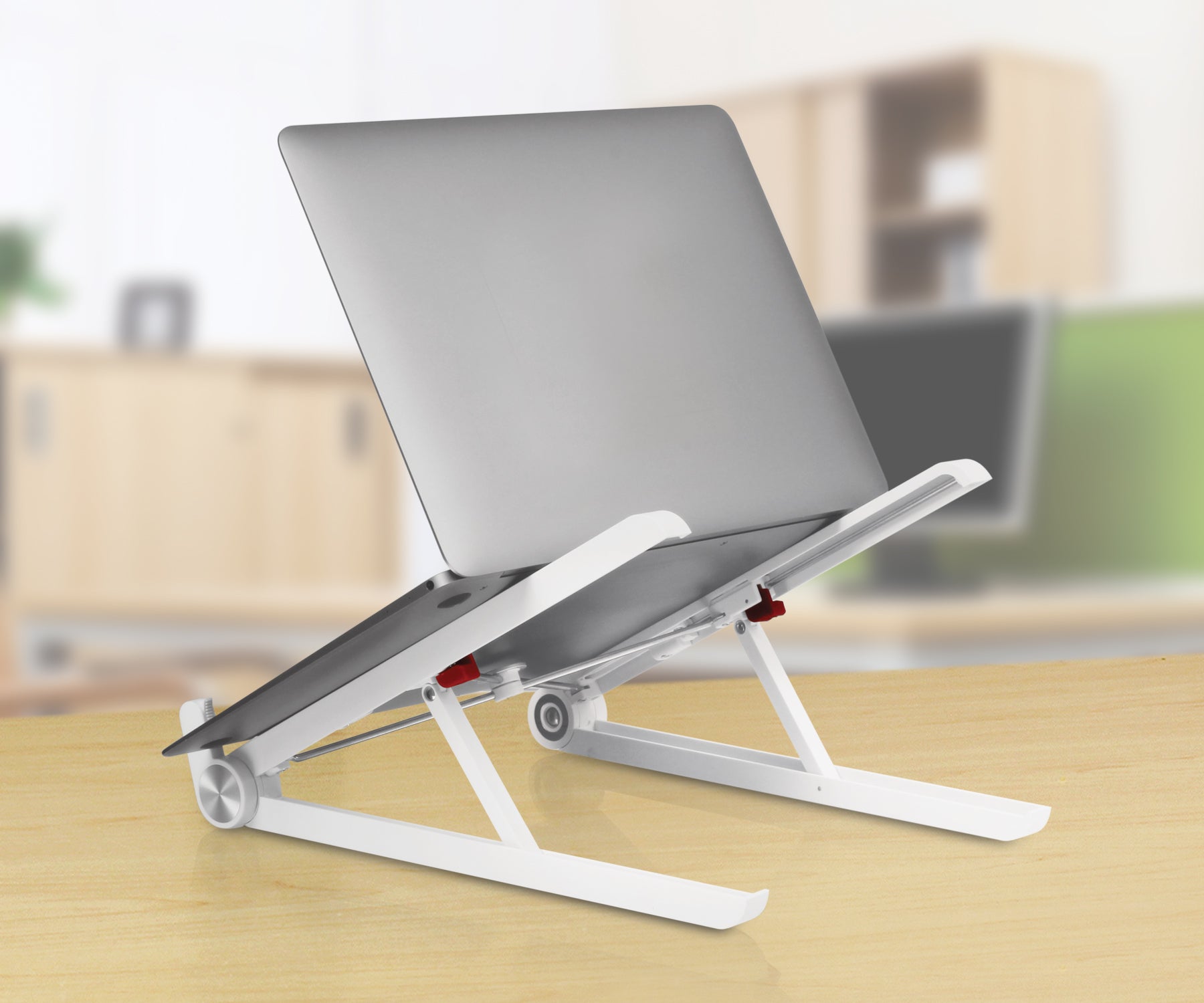 Adjustable & Foldable Aluminum Laptop Stand – Portable Riser For IPad And Laptops 7-17 Inches (Silver)