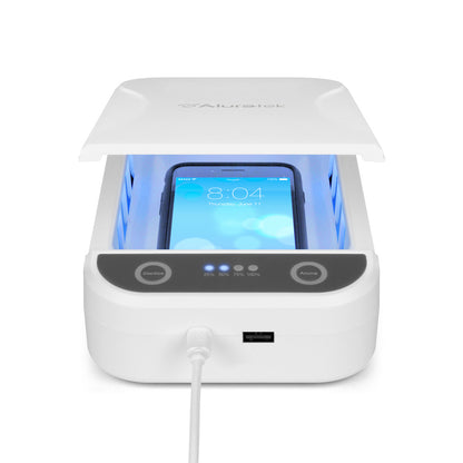 UVC Sterilizer open sterilizing smarthphone front view