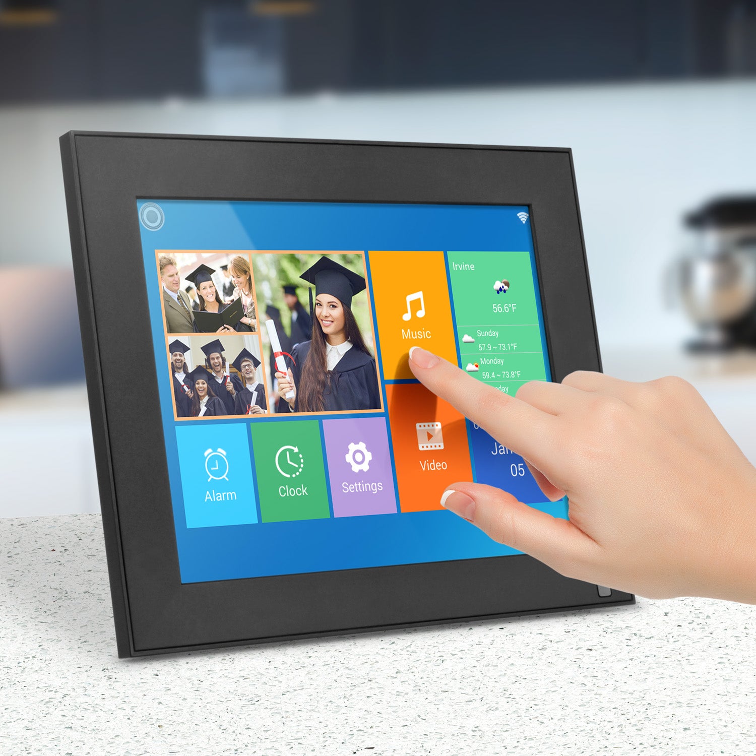 WiFi Touchscreen Digital Photo Frame with Motion Sensor and 16GB Built