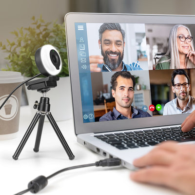 Aluratek 2K HD Ring Light Webcam with Tripod mount