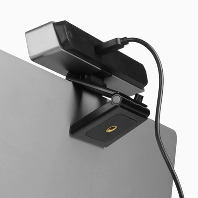 Aluratek 4K HD Webcam Pro 5x Digital Zoom Dual-Stereo Noise-Cancelling Mics Back monitor mount