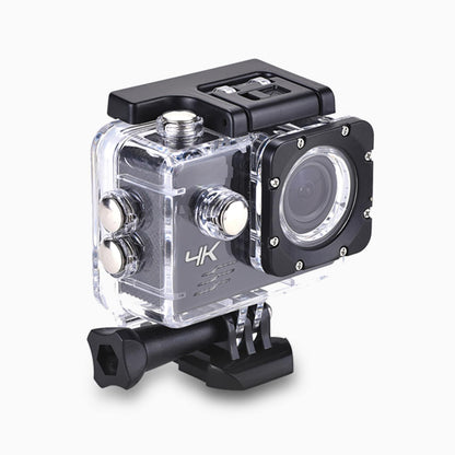 Aluratek 4K Wi-Fi Sports Action Camera Front angle case