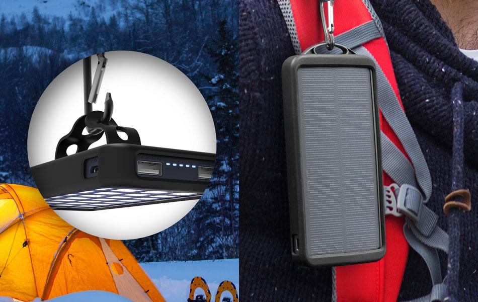 Aluratek 8k Dual USB 2.1A Power Bank with LED Lantern designed for the outdoors