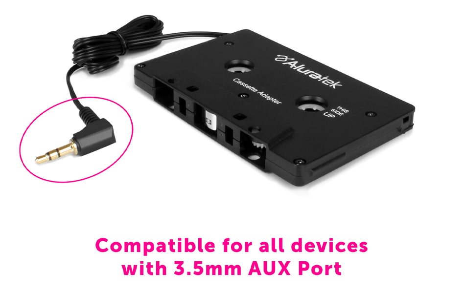 Aluratek AUX Audio Cassette Adapter Compatible with most devices